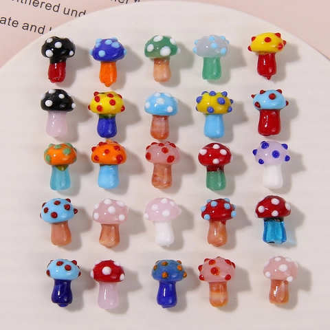 Pilz Perlen Lampwork Glas Punktiert Süß Stereoskopisch DIY Für Schmuckherstellung Ohrringe Haarschmuck Bastelbedarf
