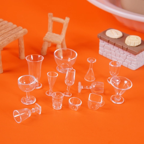 Miniatur Puppenhaus Tassen Winzige Weingläser Transparenter Kunststoff Küche Simulation Zubehör DIY Basteln