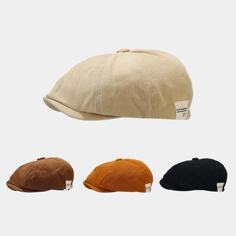 Gorra Newsboy Retro Hombre Mujer Estilo Británico Algodón Sarga Octogonal Pintor Color Sólido Ajustable Clásico