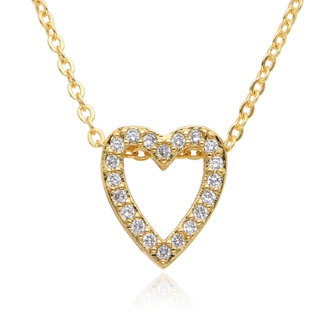 Heart Pendant Necklace Copper Gold Plated Zircon Micro Pave Elegant Fashion Jewelry For Women
