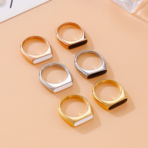 Minimalistischer Siegelring Aus Edelstahl Geometrisch Rechteckig Unisex Harz Inlay Poliert Matt Mode Schmuck Zubehör