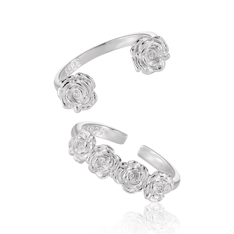 925 Sterlingsilber Kamelie Blume Offener Ring Für Damen Vintage Minimalistisch Verstellbarer Fingerring Eleganter Blumenschmuck
