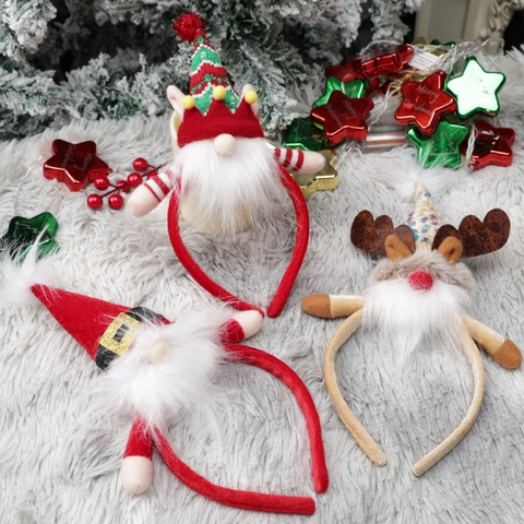 Serre-tête Noël Père Noël Cornes de Renne Elfe Paillettes Peluche Accessoires Cheveux Pour Enfants Adultes Fête