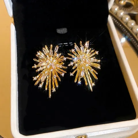 Feuerwerk Sternenregen Ohrringe Kupfer Zirkon Mit 925 Sterling Silber Ohrstecker Luxus Modeschmuck Für Damen
