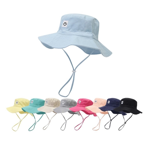 Kinder Fischerhut Smiley Patch Sonnenschutz Atmungsaktiv Schnelltrocknend Outdoor Sommer Sonnenhut Mit Winddichtem Seil