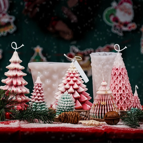 Christmas Tree Santa Gingerbread Man Candle Silicone Molds DIY Aromatherapy Plaster Resin Casting Flexible Holiday Decor