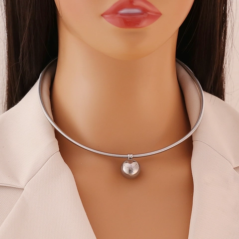 Minimalist Stainless Steel Spherical Ball Pendant Necklace Snake Bone Spring Chain Geometric Jewelry For Women