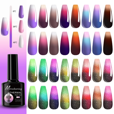 Esmalte De Uñas En Gel Térmico Cambio De Color Por Temperatura Aurora Brillo Reflectante UV LED Remojo Manicura Decoración