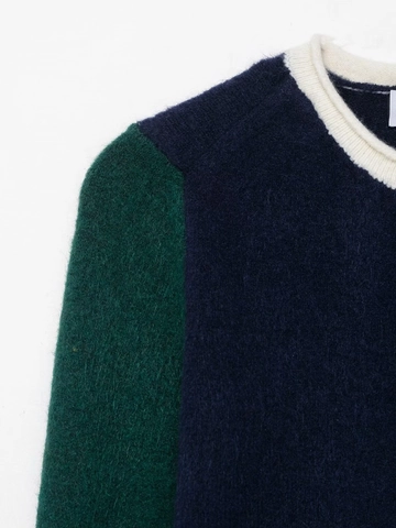 Cardigan in Maglia Color Block Vintage da Donna Manica Lunga Girocollo Patchwork Maglione a Contrasto Abbigliamento Quotidiano