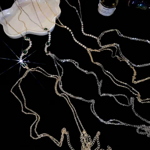 Catena Da Corpo Di Lusso Per Donna Lega Cristallo Verde Smeraldo Strass Multistrato Moda Gioielli Da Petto Vintage