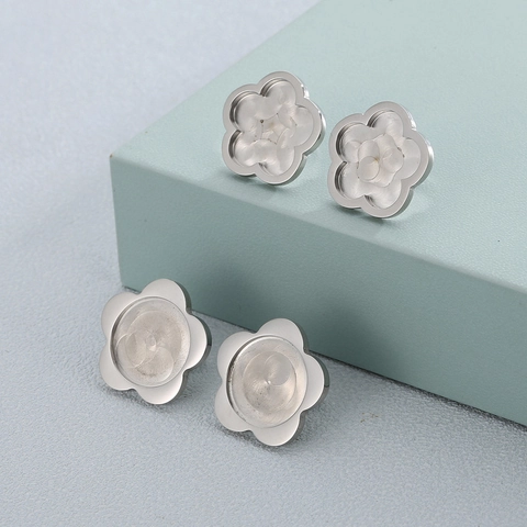 Orecchini A Lobo A Fiore In Acciaio Inossidabile Accessori Per Creazione Gioielli Fai Da Te Donna