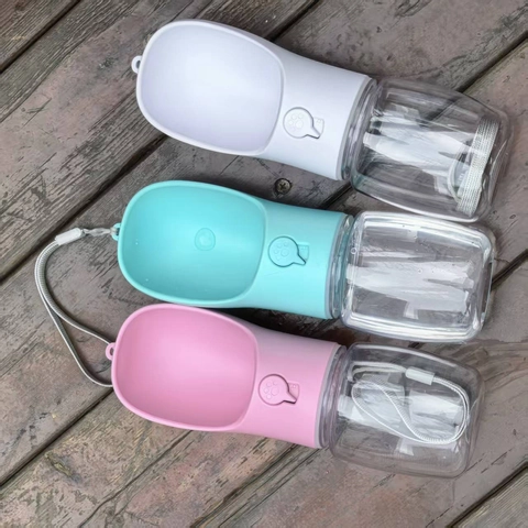 Portable Pet Water Bottle Leak Proof Outdoor Travel Dog Cat Walking Drinking Dispenser ABS PET Plastic With Lanyard