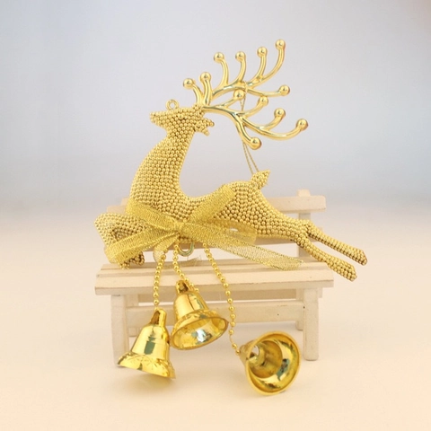 Ornamenti Sospesi Renna Di Natale Con Fiocco E Campanelli In Metallo Decorazioni Albero Cervo Luccicante Per Casa