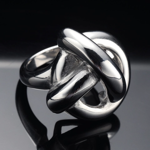 Knot Ring Edelstahl Verdreht Hohl Band Minimalistisch Poliert Modeschmuck Für Damen Herren