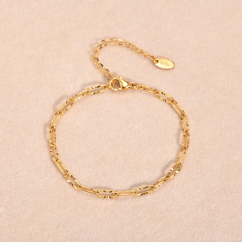Collana Bracciale In Acciaio Inossidabile Catena A Graffetta Placcato Oro 18K Texture Diamantata Gioielli Minimalisti Donna