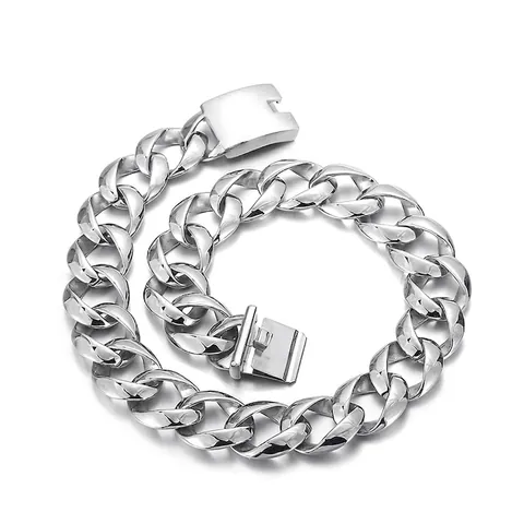Collar De Cadena De Eslabones Cubanos Gruesos Y Anchos Para Hombre Acero Inoxidable 316L Pulido Liso Joyería Streetwear