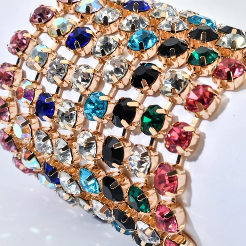 Fashion Copper Alloy Bracelet Colorful Rhinestone Crystal Adjustable Claw Chain Jewelry For Women Elegant Light Luxury