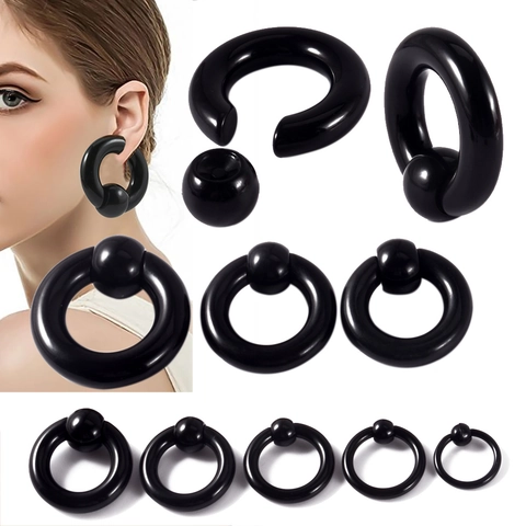 Anneau Captive Bead Ring BCR En Acrylique Noir Grande Taille Bijoux De Piercing Corporel Oreille Nez Lèvre