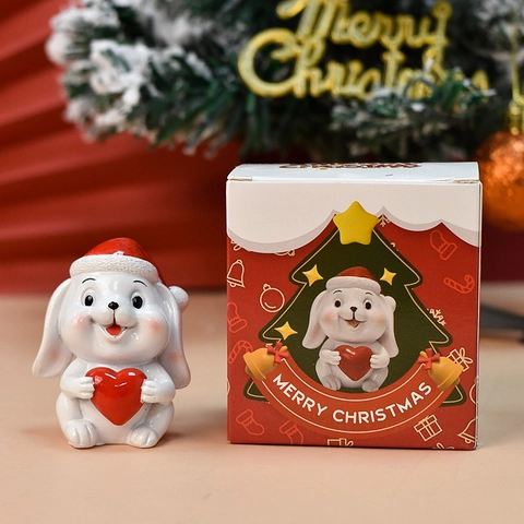 Figurines Miniatures De Noël En Résine Animaux Mignons Dessin Animé Père Noël Bonhomme De Neige Renne Ornements Bureau Décoration Cadeau