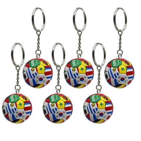 Soccer Keychain Pendant PU ABS Alloy National Flag Style Sports Theme Trophy Shape Football Fan Gift Accessory