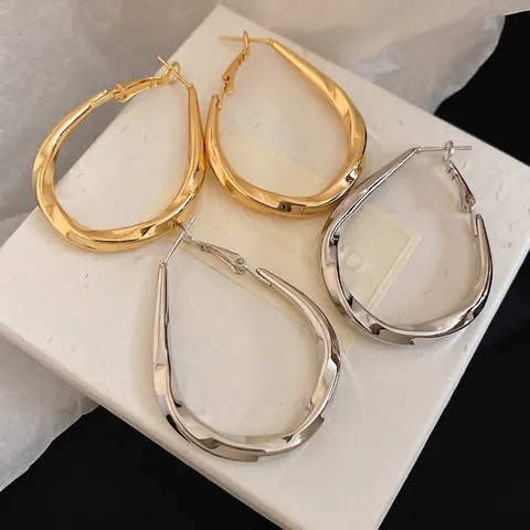 Boucles D'oreilles Créoles Torsadées En Goutte D'eau Avec Tige En Argent Bijoux Minimalistes Pour Femmes