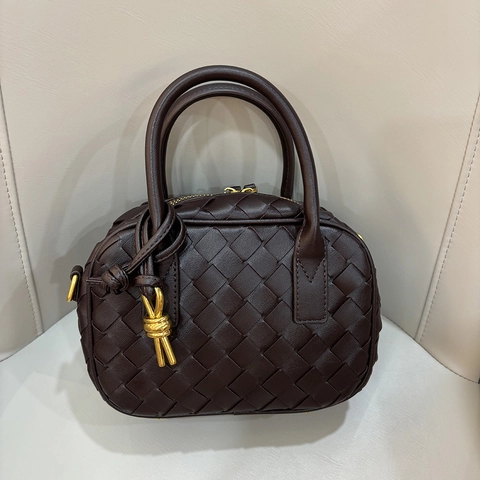 Mini Handtasche Gewebtes PU Leder Umhängetasche Retro Minimalistisch Damen Täglich Mit Knotenanhänger