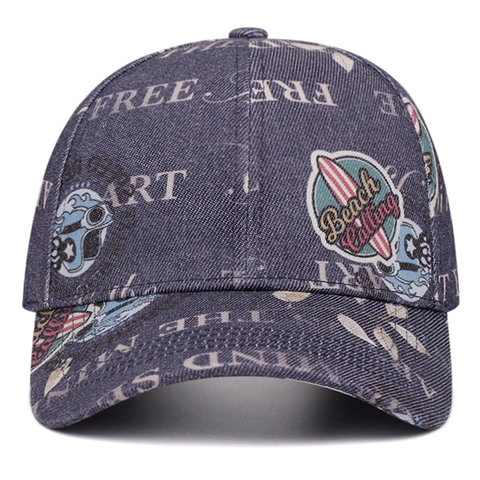 Vintage Graffiti Buchstaben Baseballkappe Mit Beach Calling Patch Retro Stickerei Verstellbarer Denim Sonnenhut Herren Damen