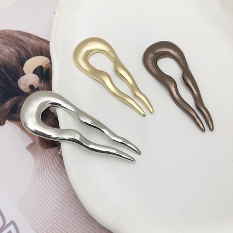 Bastoncino Per Capelli A U In Lega Di Metallo Motivo Ondulato Forcina Per Capelli Per Chignon Elegante Donna