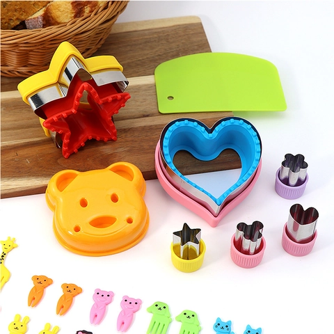 Kit Cortador de Sándwich de Acero Inoxidable Estrella Corazón Animal Frutas Verduras Molde de Pan para Niños Bento Almuerzo