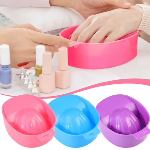 Plastic Nail Soak Bowl Ergonomic Finger Slot Shell Design Hand Wash Soaker For Manicure Professional Salon Home DIY
