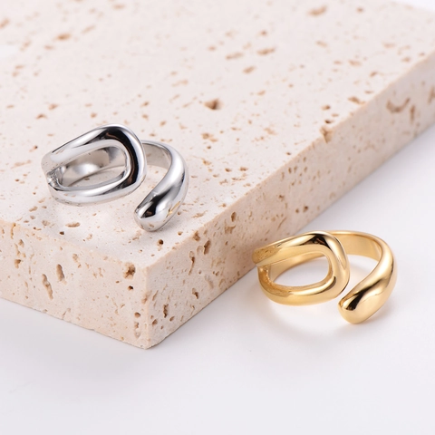 Anillo Abierto Infinito Acero Inoxidable 304 Línea Geométrica Retorcida Ajustable Minimalista Chic Joyas Dedo Mujer Hombre