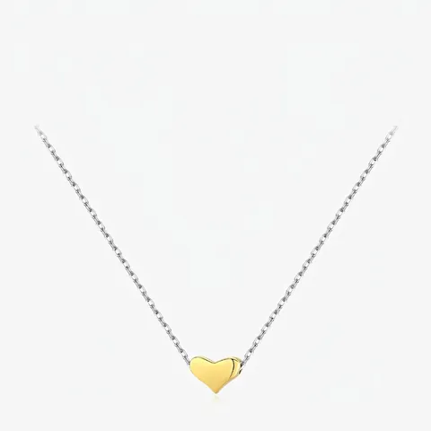 Minimalist Heart Pendant Necklace 925 Sterling Silver Adjustable Gold Plated Sweet Jewelry For Women Elegant Simple