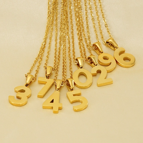 18K Vergoldete 304 Edelstahl Nummer Anhänger Halskette Arabische Ziffern Minimalistischer Schmuck Geschenk Für Frauen