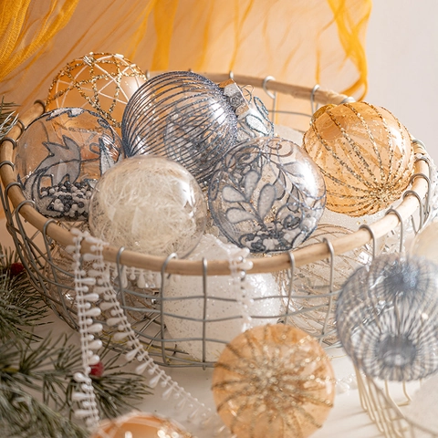 Palline Di Natale Plastica Glitter Motivi Appesi Festa Decorazioni Per Albero Stili Multipli Elegante Infrangibile