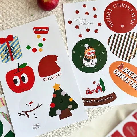 Adesivi Natalizi Etichette Per Decorazioni Festive Carta Kraft Stampa Dorata Motivi Animati Per Confezioni Regalo Fai Da Te Ornamenti Festivi