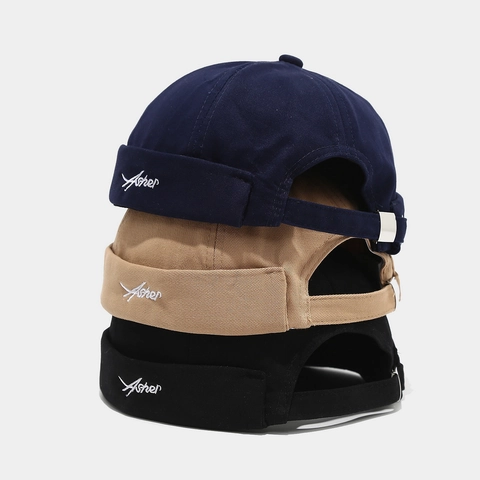 Katoenen Docker Pet Randloze Landlord Hoed Letter Borduurwerk Verstelbare Streetwear Miki Hat