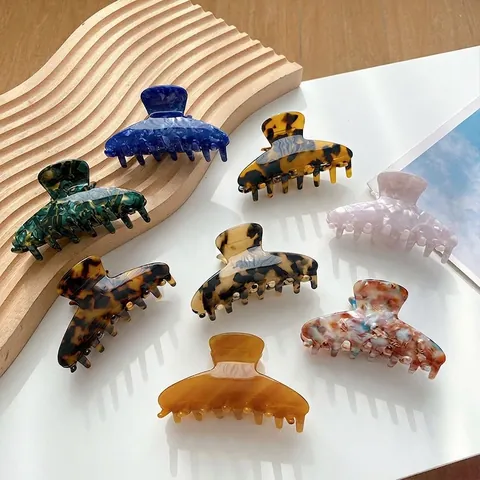 Große Haarklammer Aus Celluloseacetat Geometrische Marmor Schildpatt Haarnadel Hai Clip Für Damen Dickes Haar Accessoire