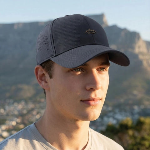 Men Baseball Cap Outdoor Breathable Sun Protection Sport Hat Adjustable Lightweight Quick Dry Peak Cap Mountain Logo