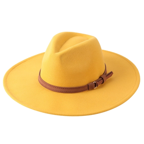 Elegant British Style Wide Brim Fedora Hat Cotton Blend Felt Jazz Cap With Leather Band Tassel For Men Women Autumn Winter