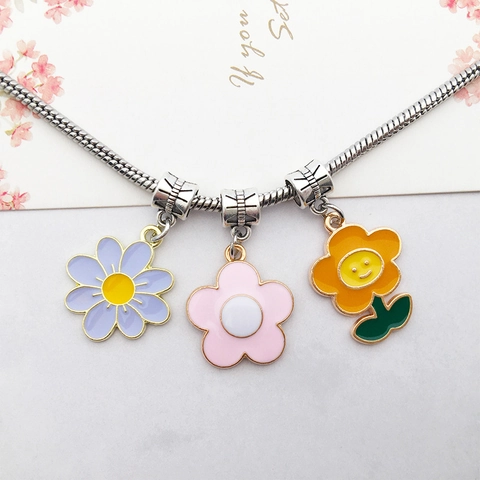 Flower Charms Alloy Enamel Floral Drip Oil DIY Jewelry Making Pendants For Necklaces Earrings Keychains Cute Daisy