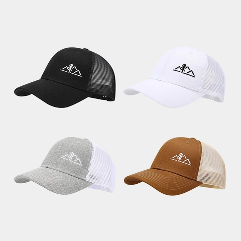 Mountain Embroidery Trucker Hat Katoen Ademend Mesh Back Outdoor Zonbescherming Curved Brim Honkbalpet Voor Heren Dames
