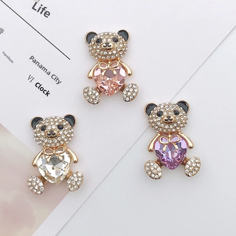 Funkelnde Bären Anhänger Strass Herz Kristall Legierung Charms Für DIY Schmuckherstellung Basteln Handyhülle Dekoration