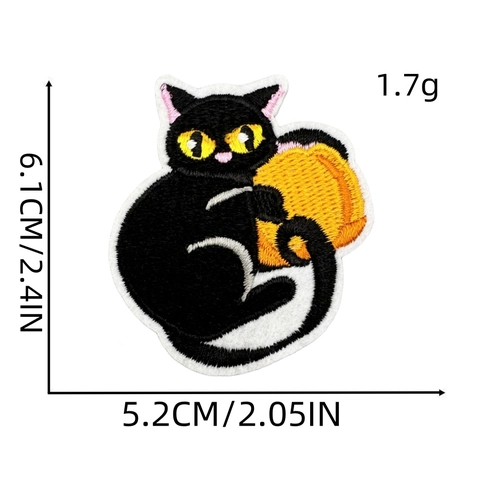 Halloween Embroidery Patches Iron On Sew On Polyester Ghost Bat Black Cat Pumpkin For DIY Clothes Decoration Accessories