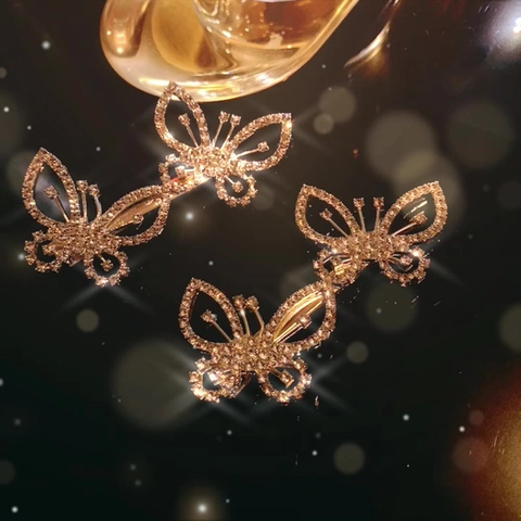 Pince À Cheveux Papillon Strass Étincelants Épingle À Cheveux En Alliage Élégante Pince À Bec De Canard Accessoires De Coiffure Pour Femmes