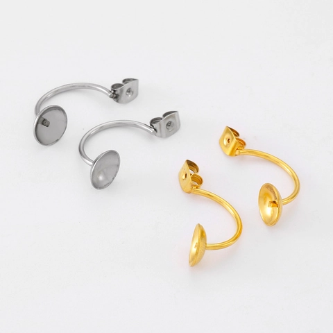 Roestvrijstalen Oorbelstiften C-Vormig Gebogen Stud Bevindingen Met Platte Schijf Voor DIY Sieraden Maken Minimalistische Oorbelsluitingen