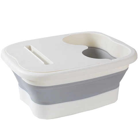 Bassine Thalasso Pieds Pliable Portable Seau Bain De Pieds Avec Couvercle Et Support Telephone Rouleaux Massage Plastique
