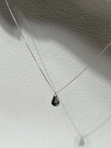 Collar con Colgante de Gota de Agua Minimalista de Plata de Ley S925 para Mujer Espejo Pulido de Alto Brillo Cadena de Clavícula Joyería