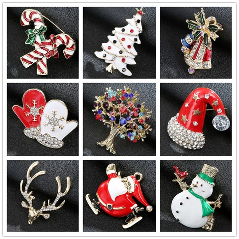 Broche De Navidad De Aleación Esmalte Rhinestone Papá Noel Reno Árbol Joyería De Fiesta Festiva Para Mujeres Y Hombres