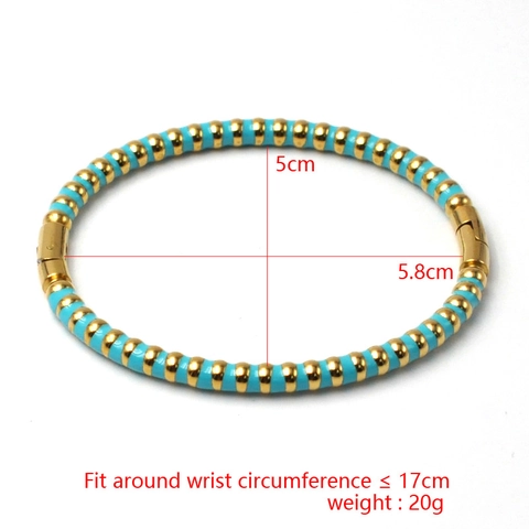 Stainless Steel Enamel Bangle Geometric Striped Hinged Clasp Gold Plated Minimalist Bracelet For Men Women