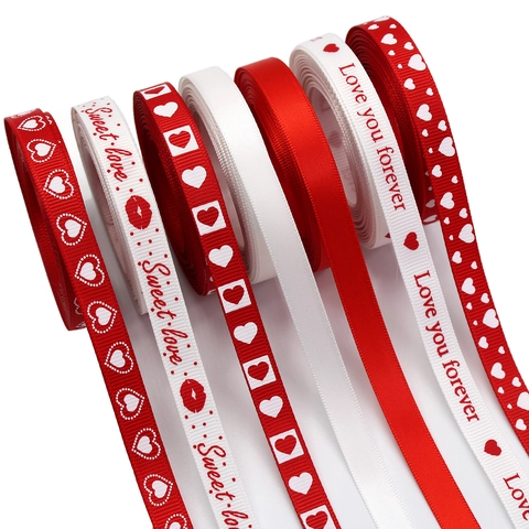 Nastri Grosgrain Poliestere Stampe Cuore Testo Sweet Love Per Confezioni Regalo Bouquet Decorazione Torte